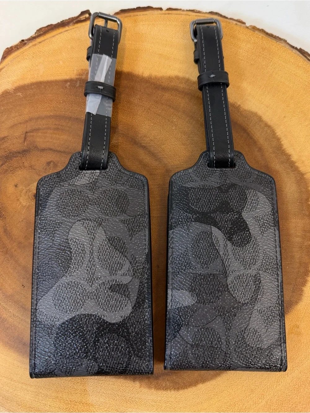 Set of 2 Coach Gray/Black Camo Luggage Tags New Retail $48 each